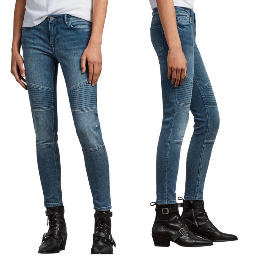 All Saints Biker Crop Jeans Dark Grey size 27 new with tags